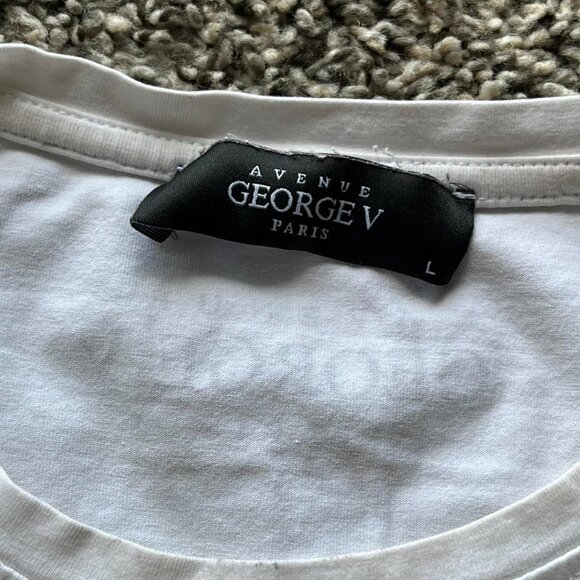 Avenue George V Paris White Y2K Studded Shirt Men Large Streetwear Casual Tee - Picture 2 of 8